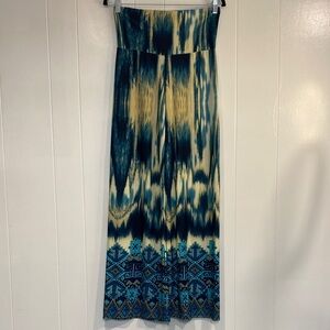 Jon & Anna Palazzo Pants Boho Hippie Navy and Beige Geometric Pattern Medium